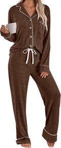 LILLUSORY Women's Long Sleeve Pajama Set - Soft Button-Down Sleepwear