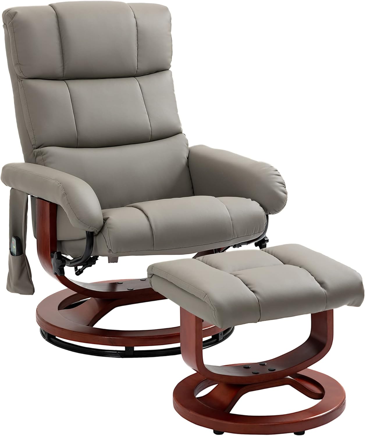 HOMCOM Swivel Massage Recliner, Remote Control, 10 Vibration Points, Gray