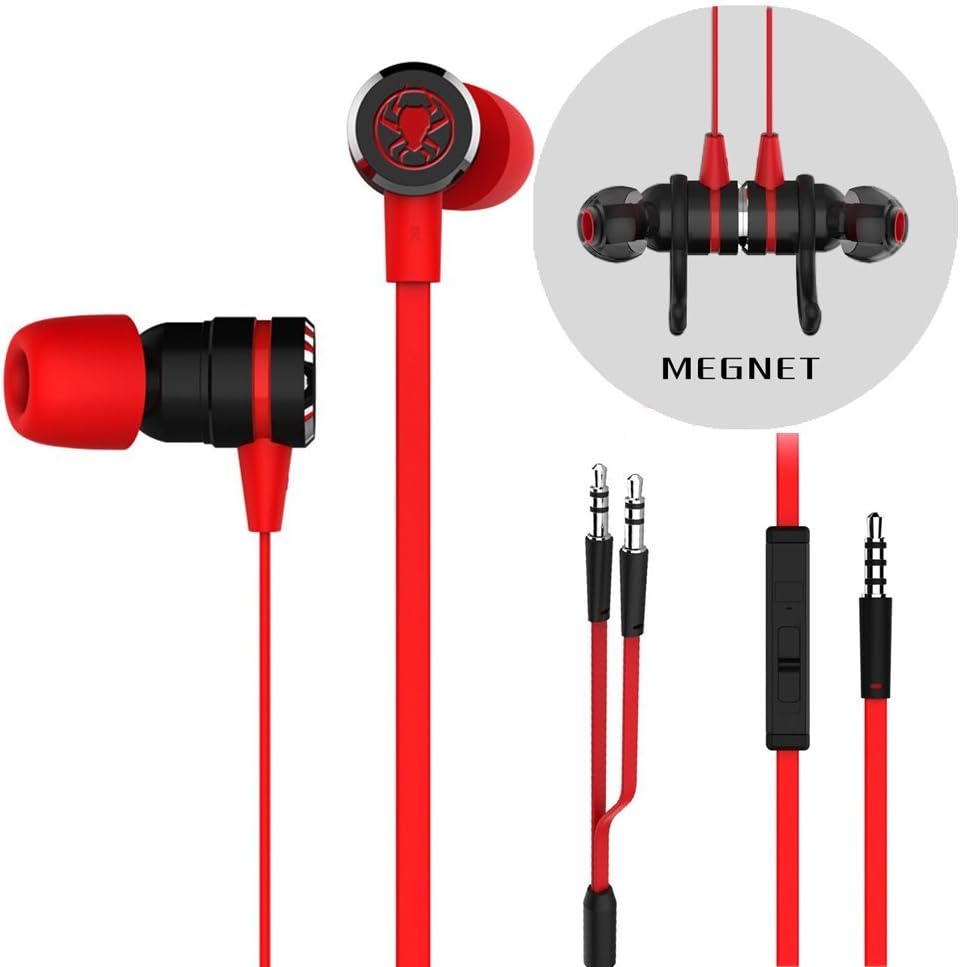 Granvela G20 Gaming Earbuds: Noise Isolation, Mic, Anti-Tangle Cable - Red