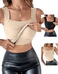 CHICME U Neck Shapewear Tank Top - Built-in Bra, Slim Fit Tops