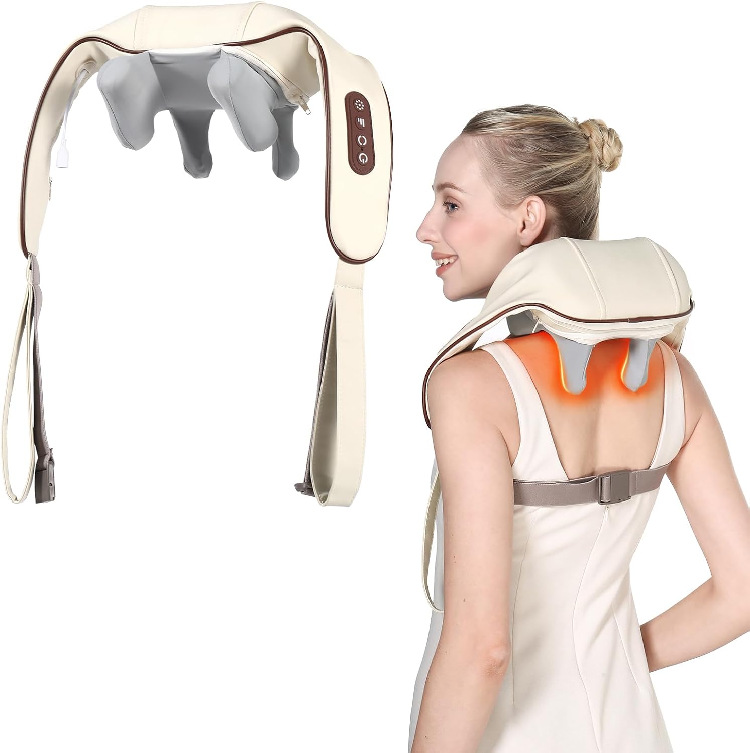 4D Deep Tissue Neck Massager with Heating Function for Pain Relief