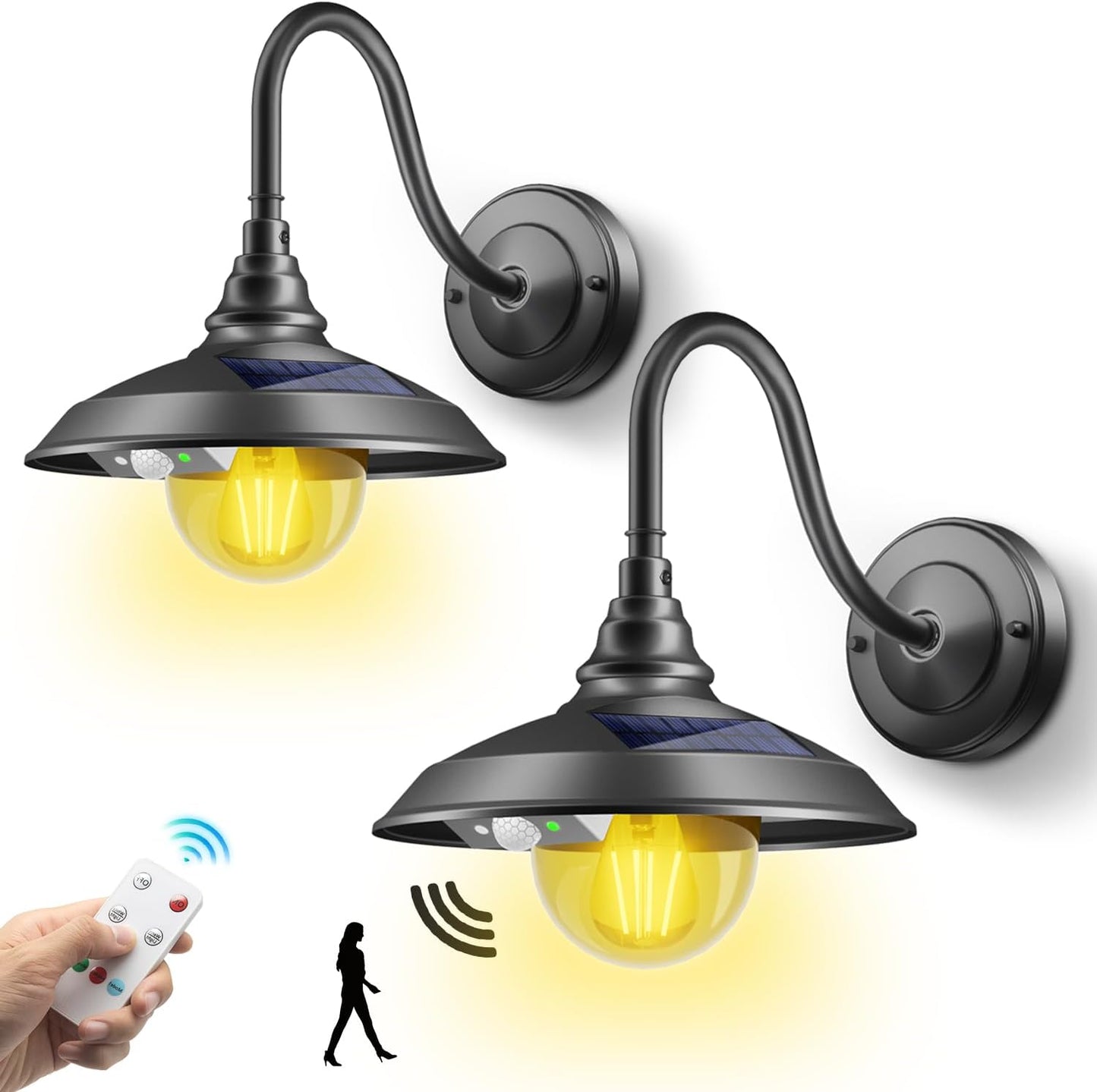 SIEDiNLAR Solar Barn Light with Remote & Motion Sensor for Outdoor