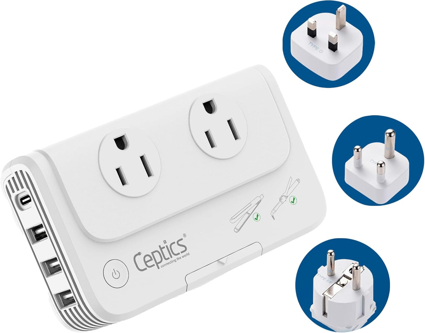 Ceptics South Africa Voltage Converter for 220V to 110V Use