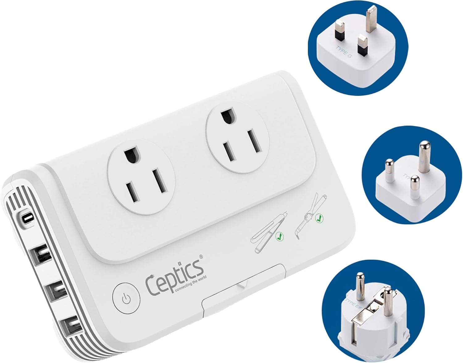 Ceptics South Africa Voltage Converter for 220V to 110V Use