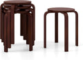 Bentwood Stackable Stools Set of 4 - Space-Saving Solid Wood Seating