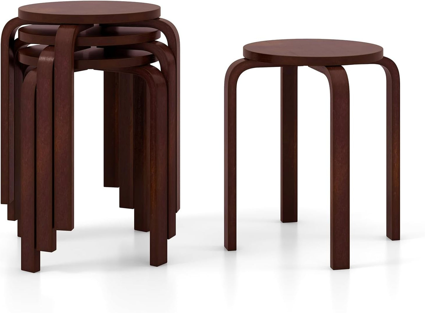 Giantex Bentwood Stackable Stools Set of 4 for Versatile Use