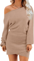 Off The Shoulder Sweater Dress - Slim Fit Knit Mini for Fall Winter