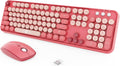 Wireless Keyboard and Mouse Combo with Round Keycaps - Retro Pink