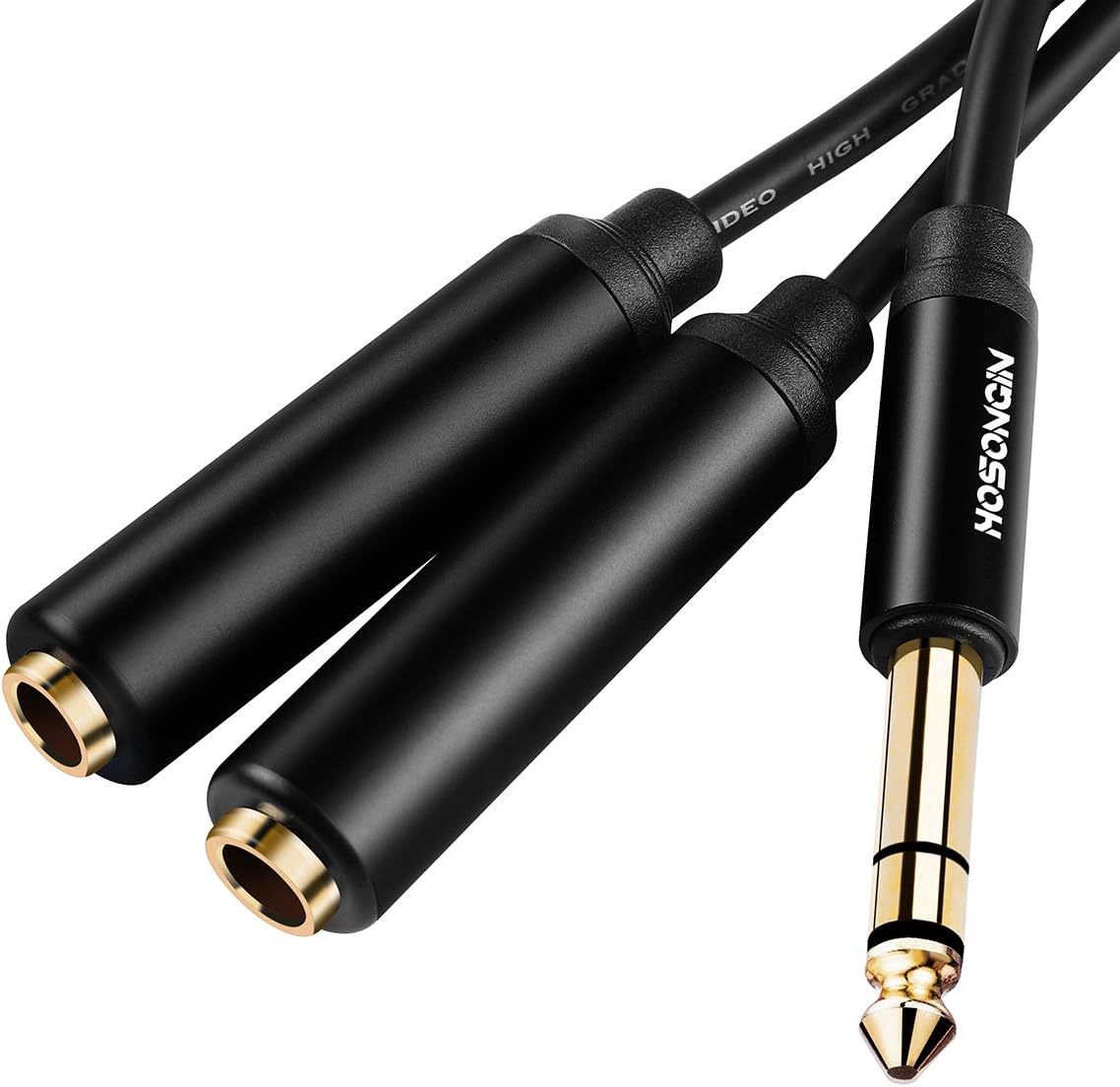 HOSONGIN 1/4 TRS Splitter Cable - High-Fidelity Stereo Y Adapter