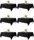 Black Fabric Rectangle Table Cloth 60 in x 102 in - 6 Pack