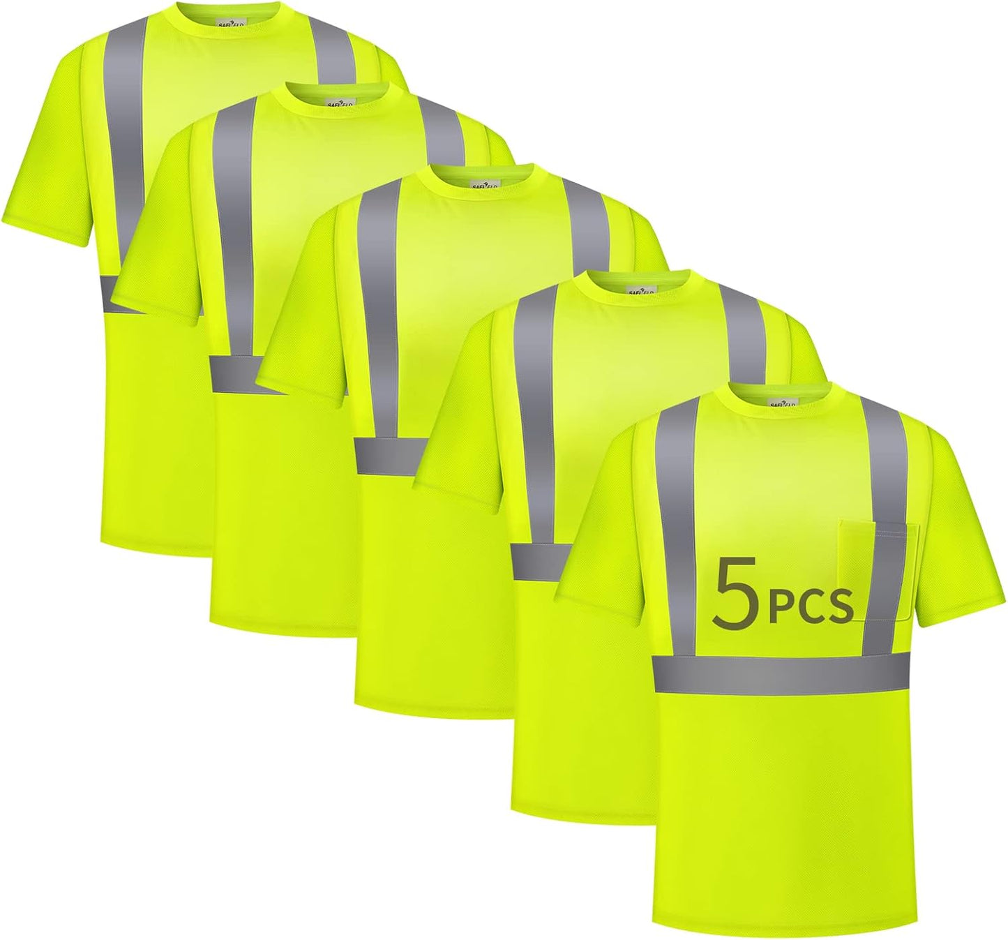 Hi Vis Safety Shirts for Men with Reflective Strips and Pocket