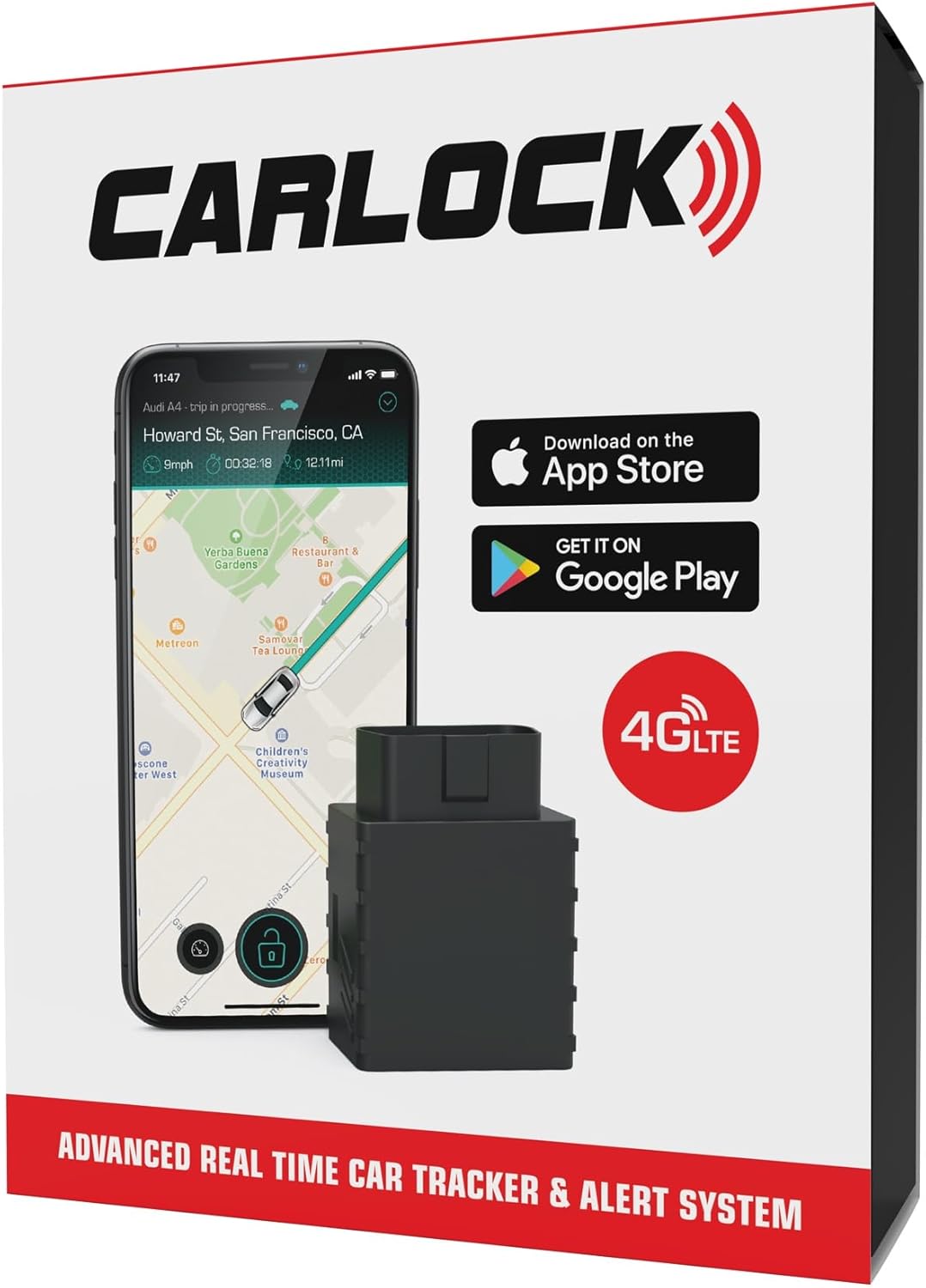 CARLOCK Anti Theft Car Device - Real Time 4G Tracker & Alarm