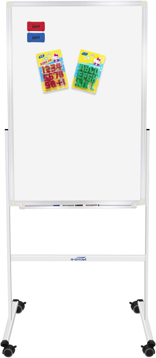 Adjustable Height Double Side Mobile Magnetic Whiteboard on Wheels