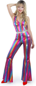 Nawgut Disco Outfit 70s 80s Prom Sparkle Flare Jumpsuit - Retro Party