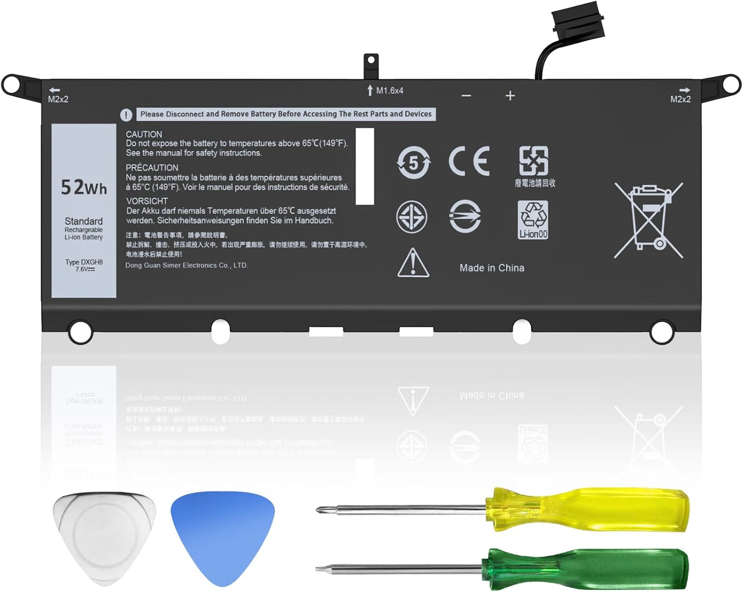 52Wh DXGH8 Laptop Battery Replacement for Dell XPS 13 Series