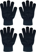 Magic Knit Winter Gloves 2 Pairs Black Stretchy Full Finger Gloves