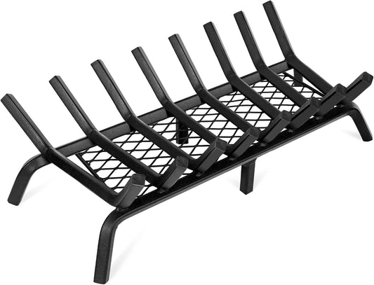 30 Inch Fireplace Grate with Ember Retainer for Indoor Outdoor Use