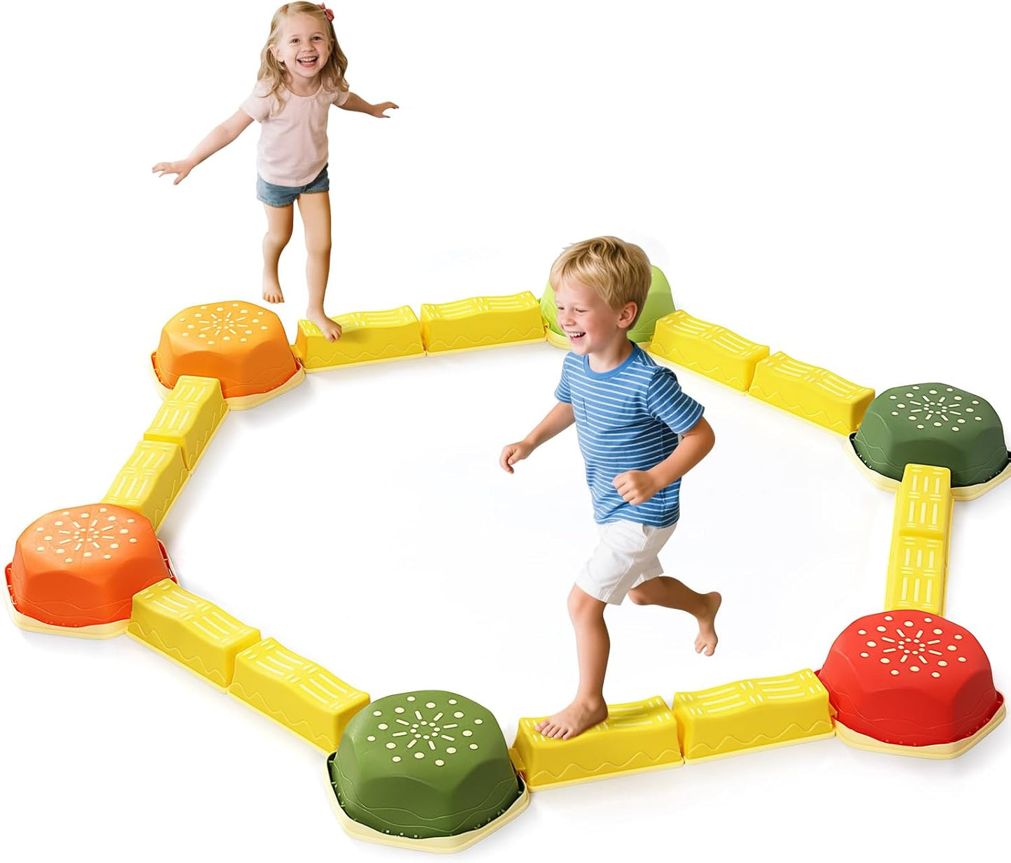 18 Pieces Non-Slip Balance Beam Stepping Stones for Kids Fun