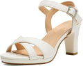 DREAM PAIRS Womens Chunky Heels Open Toe Ankle Strap Sparkly Sandals