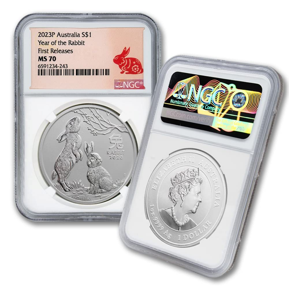 2023 P 1 oz Silver Australian Lunar Series III Rabbit Coin MS70
