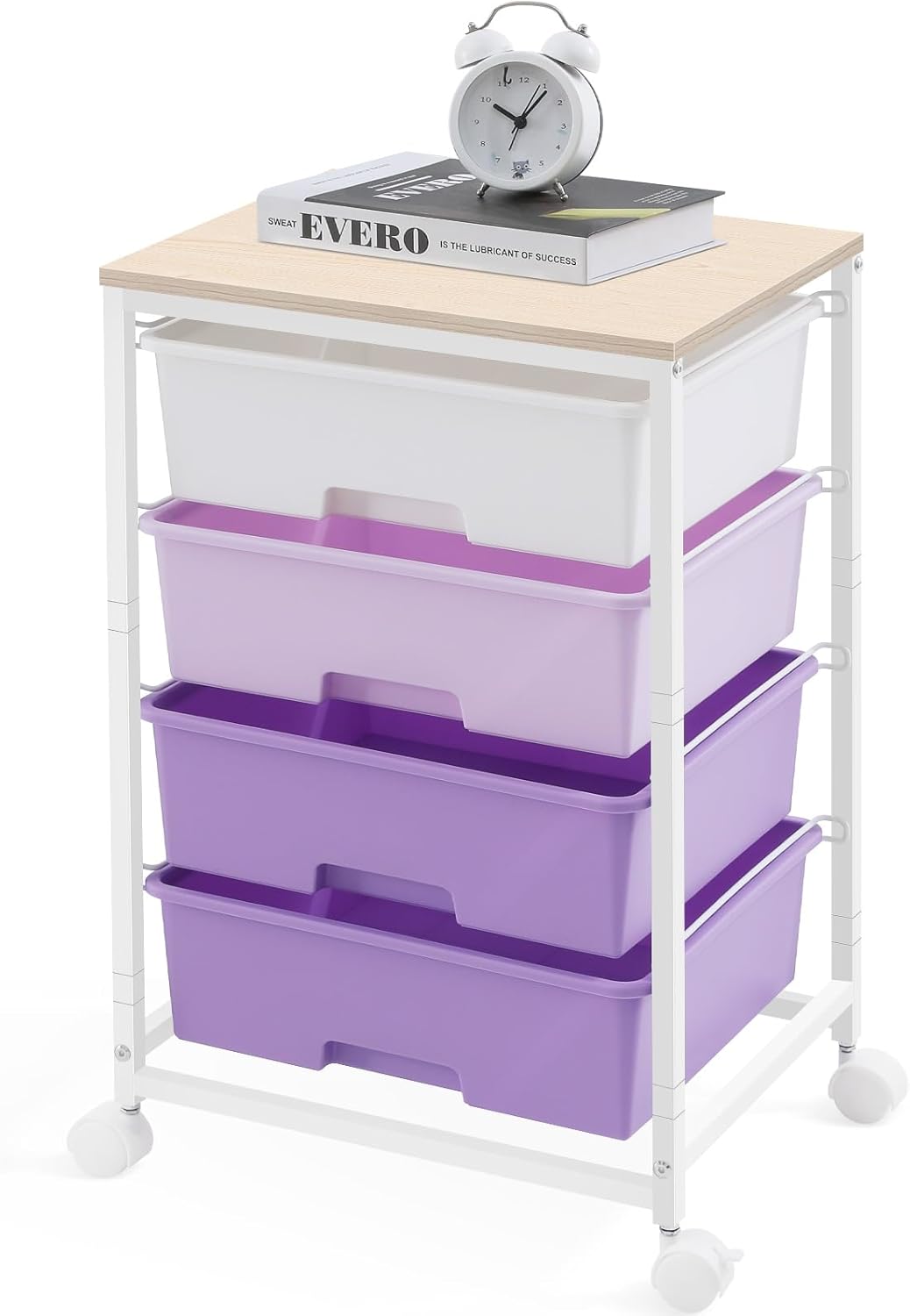 Utility Cart with 4 Drawers for Bedroom, Office, and More