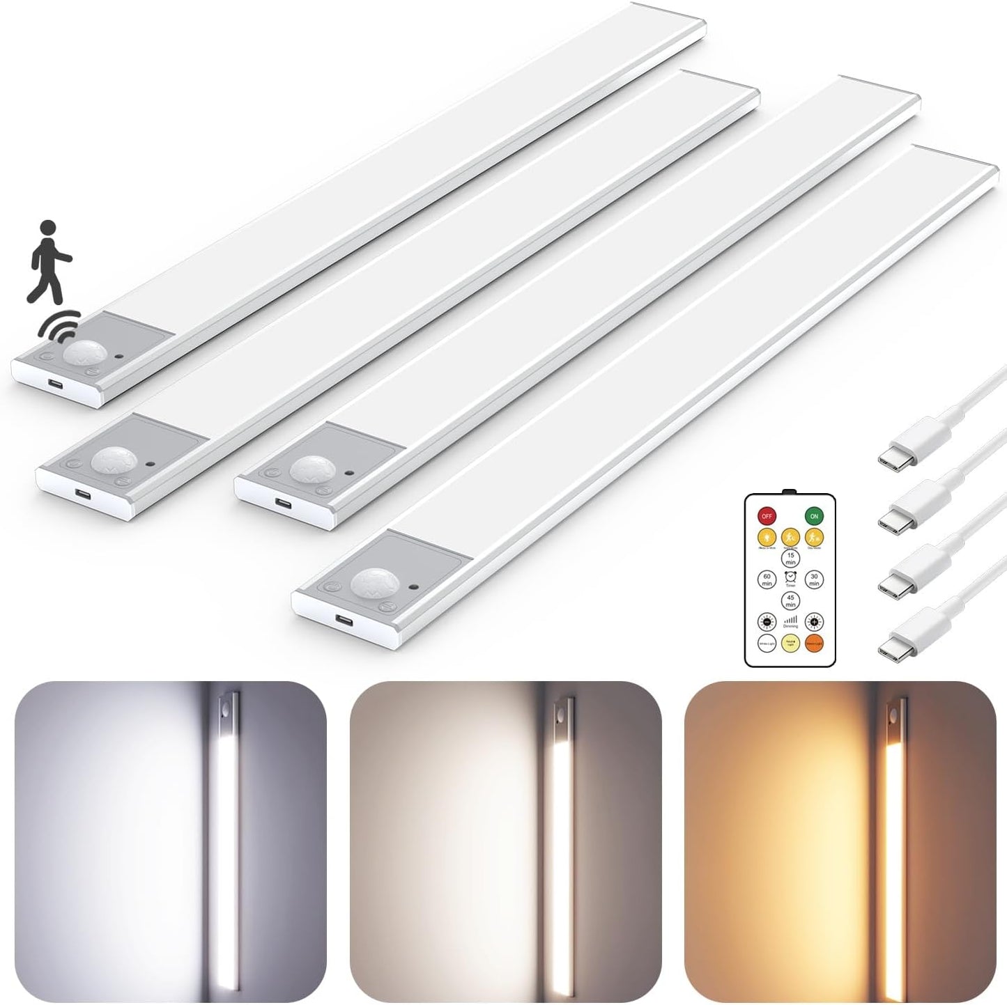 16in Ultra-Thin Wireless Under Cabinet Lighting for Home Use