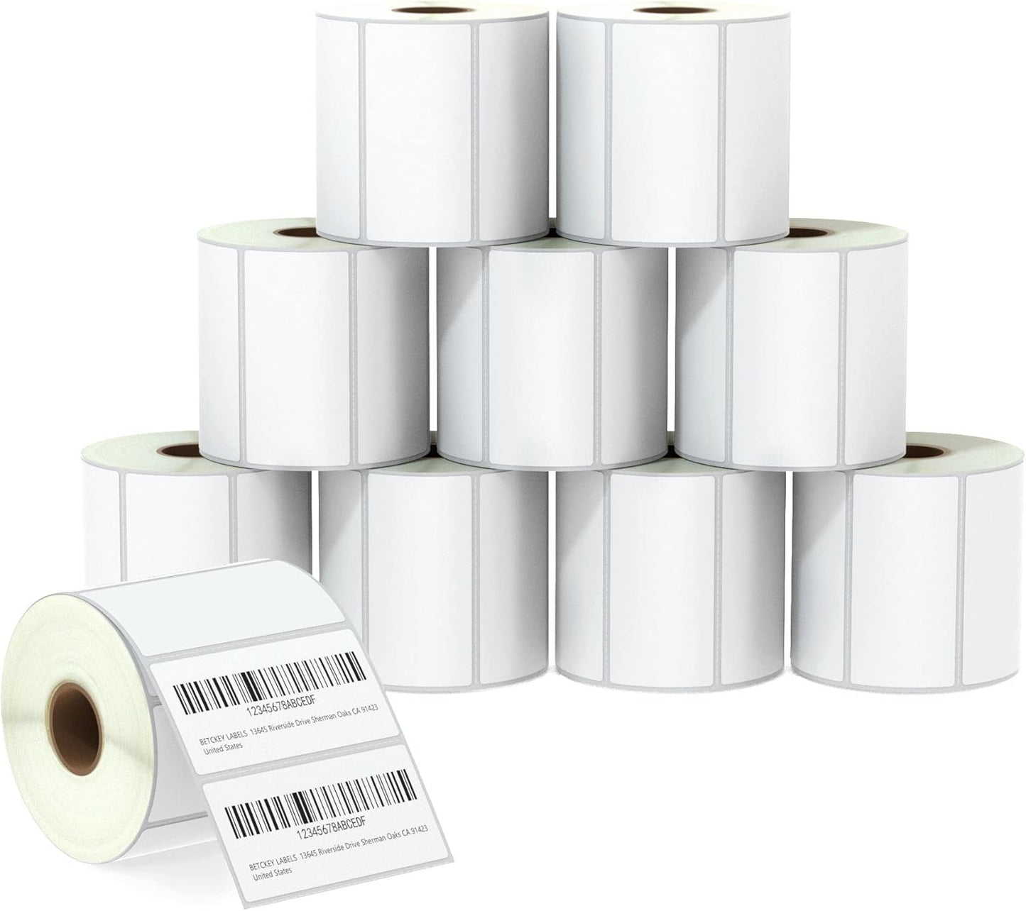 Premium BETCKEY Barcode Labels - Compatible with Zebra & Rollo, 10 Rolls [9500 Labels], High-Quality Adhesive