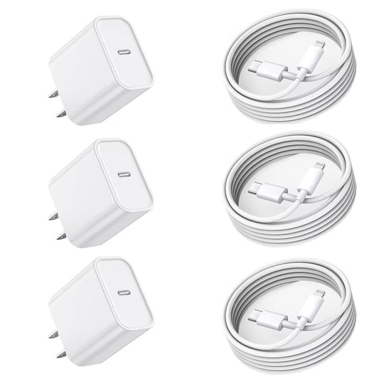 iPhone Fast Charger 3 Pack with 6FT USB C to Lightning Cable