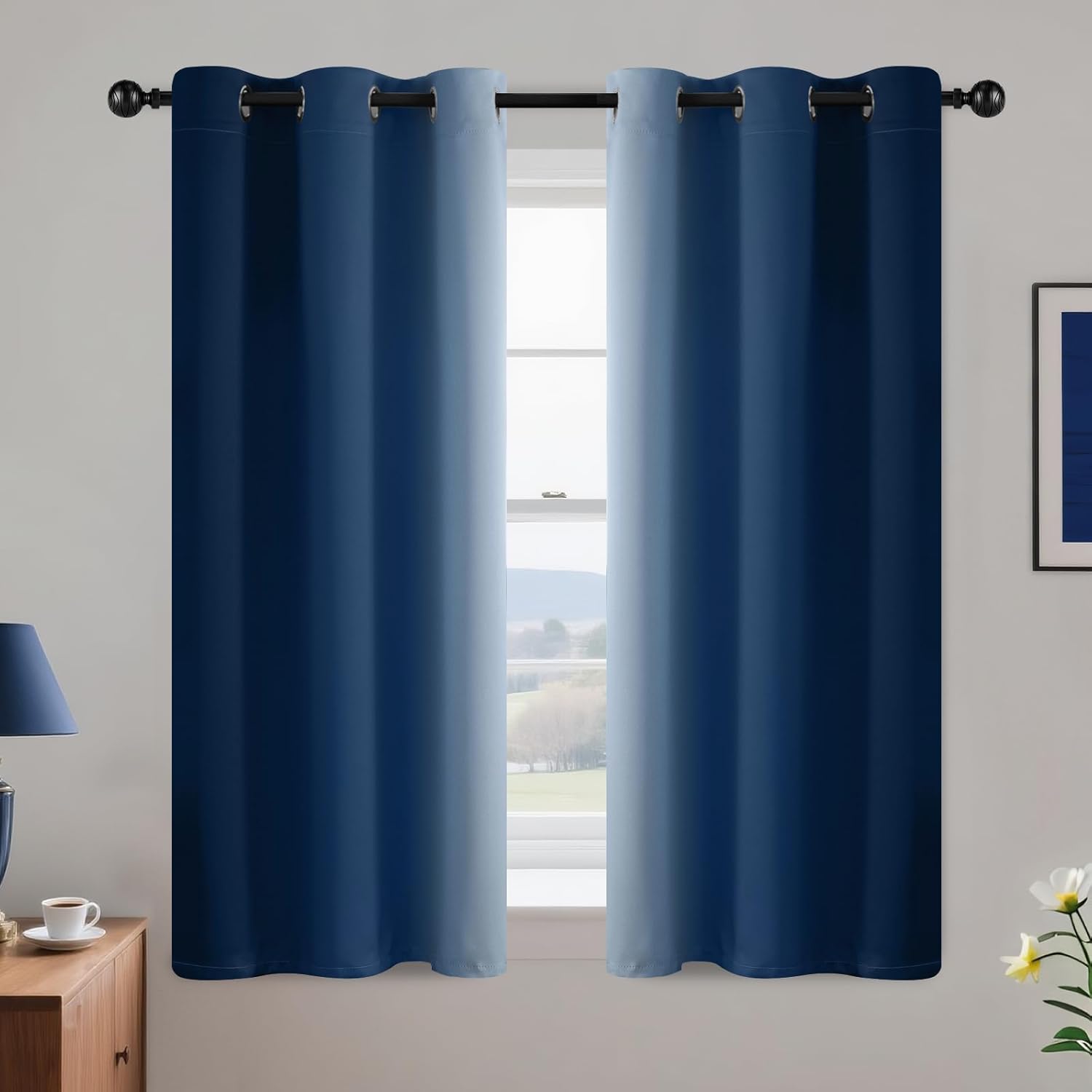 Yakamok Ombre Curtains for Bedroom, Room Darkening Drapes