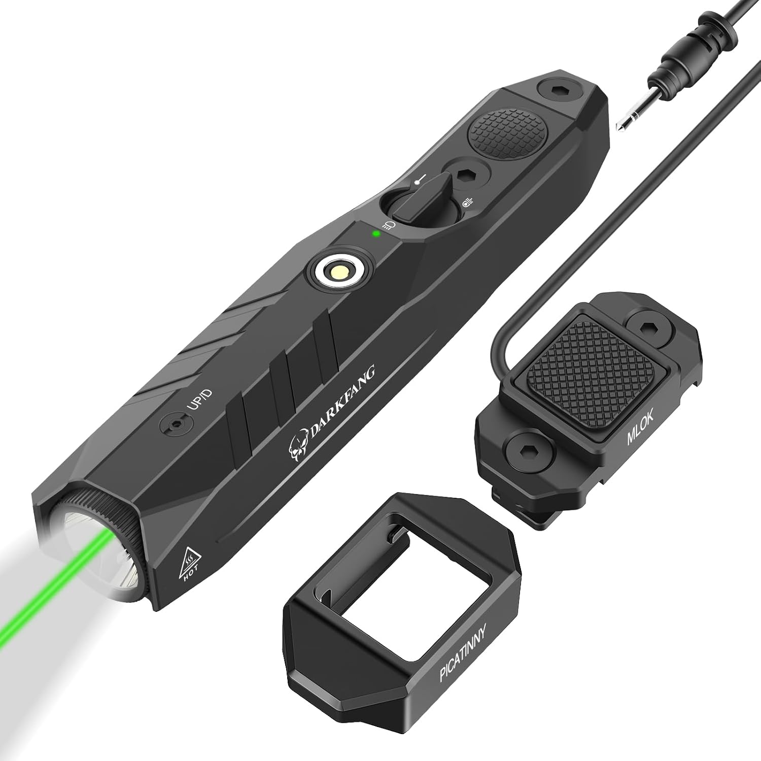 DARKFANG Tactical Flashlight and Green Laser Combo for Rifle