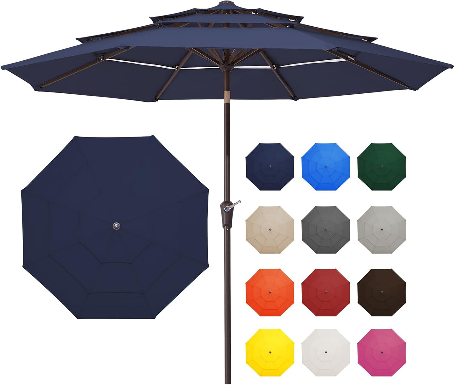 9FT 3 Tier Patio Umbrella with UV Protection for Outdoor Spaces