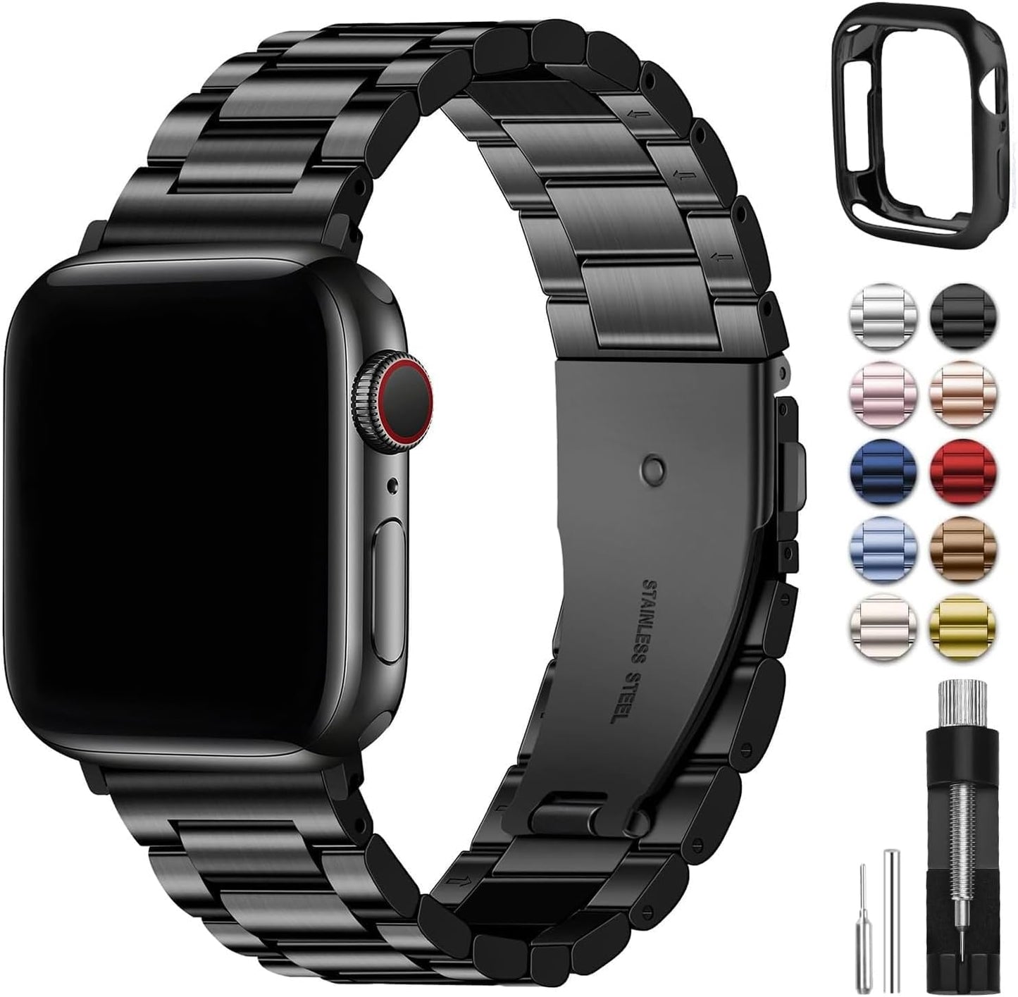 Fullmosa Metal Apple Watch Band + Case Combo - Black