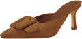 Women's Pointed Toe Suede Heeled Mules - Kitten Heel Slip Ons