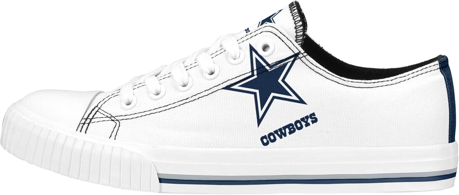 FOCO Women's NFL Team Big Logo Low Top White Canvas Sneakers