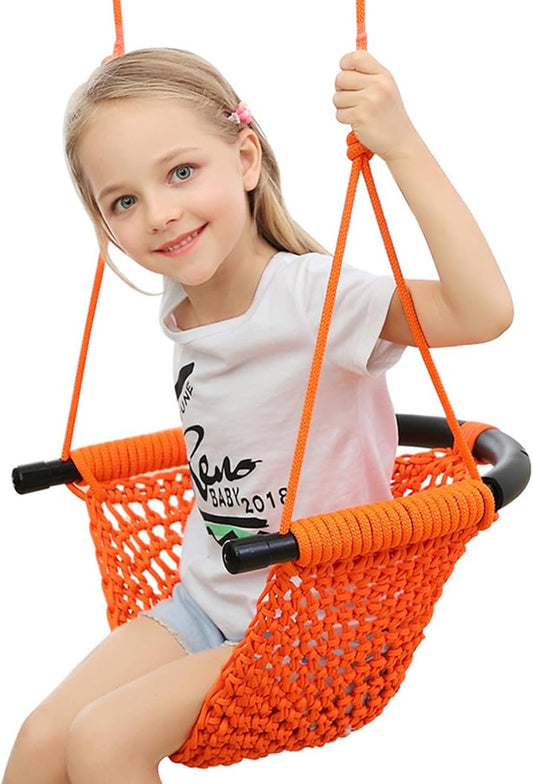Hand-Knitting Toddler Swing Seat for Kids with Adjustable Ropes