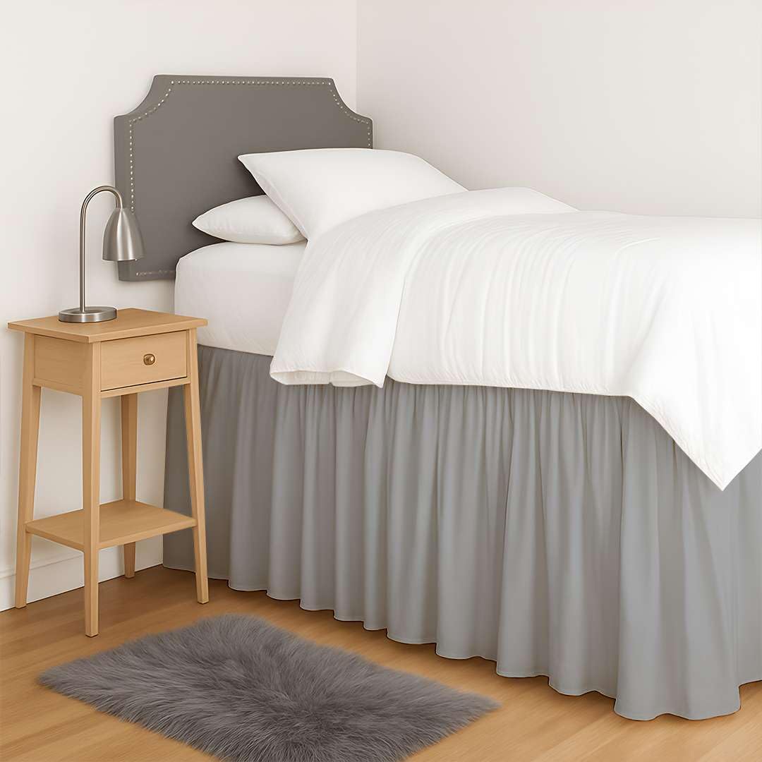 Dorm Bed Skirt Twin XL with 34 Inch Drop for College Rooms