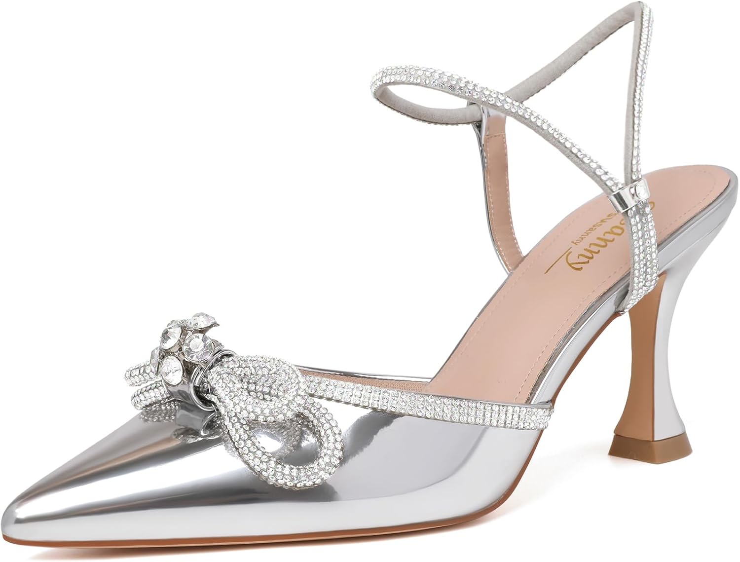 Susanny Women's Closed Toe Rhinestone Wedding Low Heel Pumps