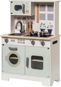 Play Kitchen Set for Kids Toddlers Wooden Playset with Lights & Sounds