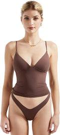 SUUKSESS Women Sexy Deep V Neck Sleeveless Fitted Cami - Soft Double