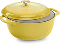 6 Quart Enamel Cast-Iron Dutch Oven Lemon Meringue - Family Size