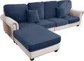Berlin Blue Velvet 4-Piece Couch Cushion Covers for L-Shaped Sofas