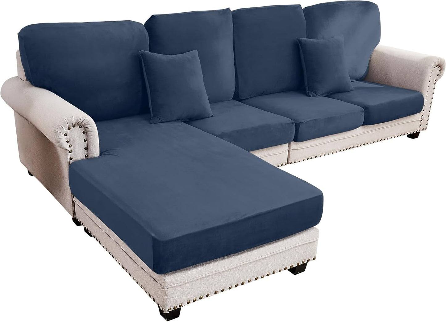 Couch Cover 4-Piece Elastic Velvet Cushion Covers for Sofas
