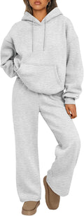 Trendy Queen Womens 2 Piece Oversized Hoodie Wide Leg Sweatpants