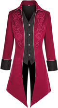 Mens Medieval Steampunk Tailcoat Jacket Victorian Pirate Coat - Bold