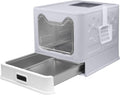 Stainless Steel Litter Box with Lid - Enclosed Top Entry for Less Mess