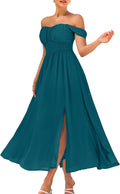 Women's Summer Floral Smocked Off Shoulder A-Line Maxi Dress