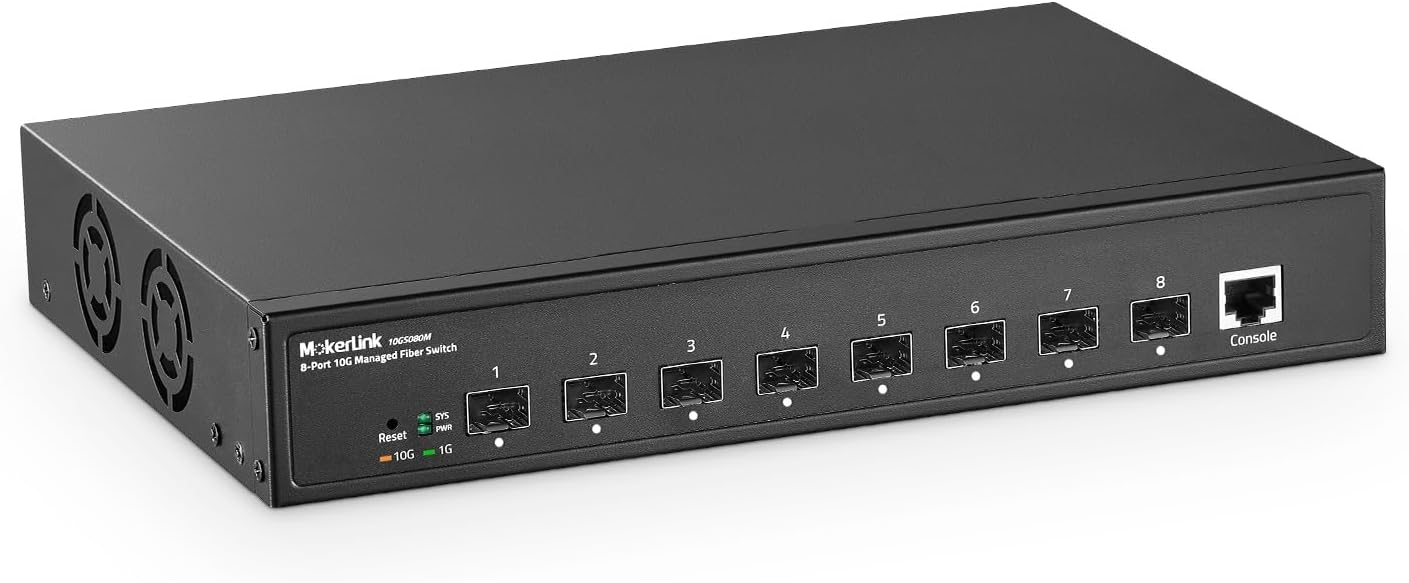 MokerLink 8 Port 10G SFP+ Managed Fiber Switch for High Performance