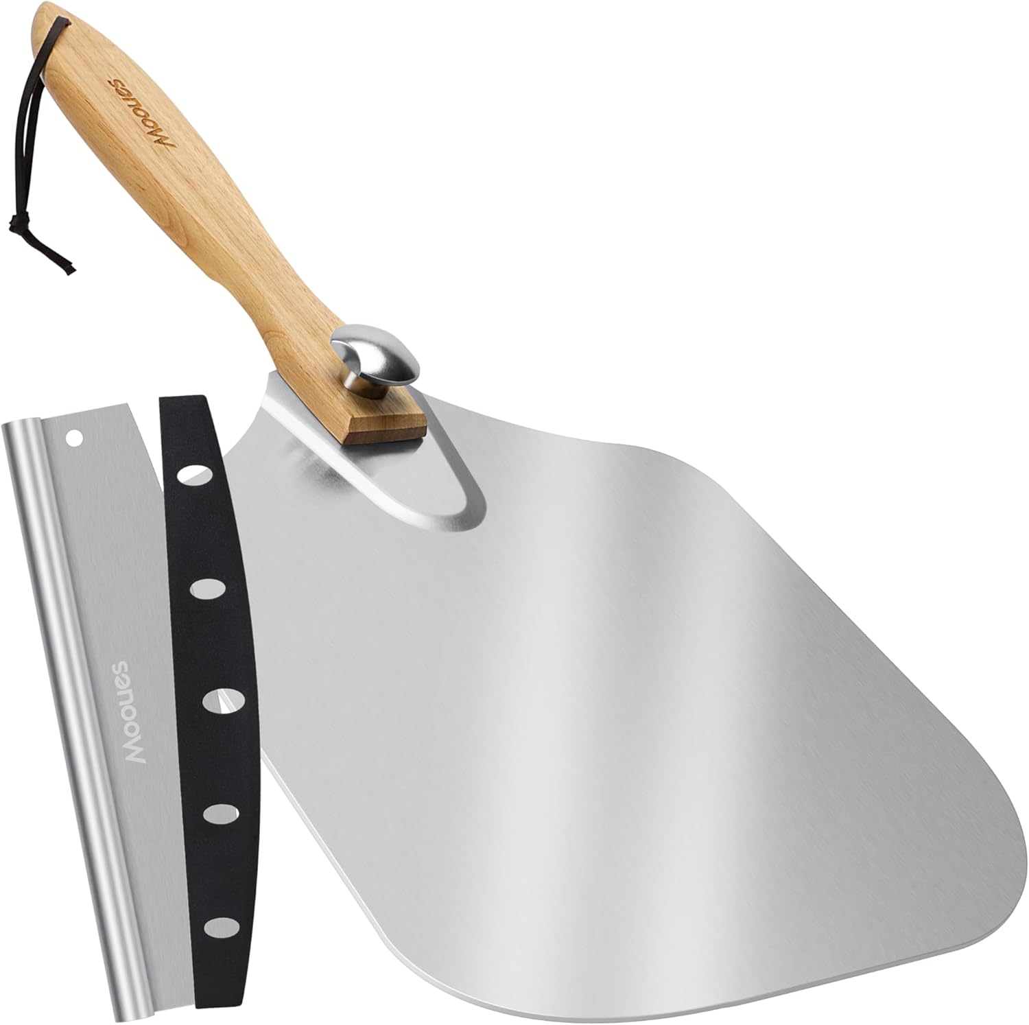 Aluminum Pizza Peel with Rocker Cutter and Storage Bag Included