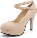 Women's Platform High Heels Closed Toe Pumps Strappy Cross