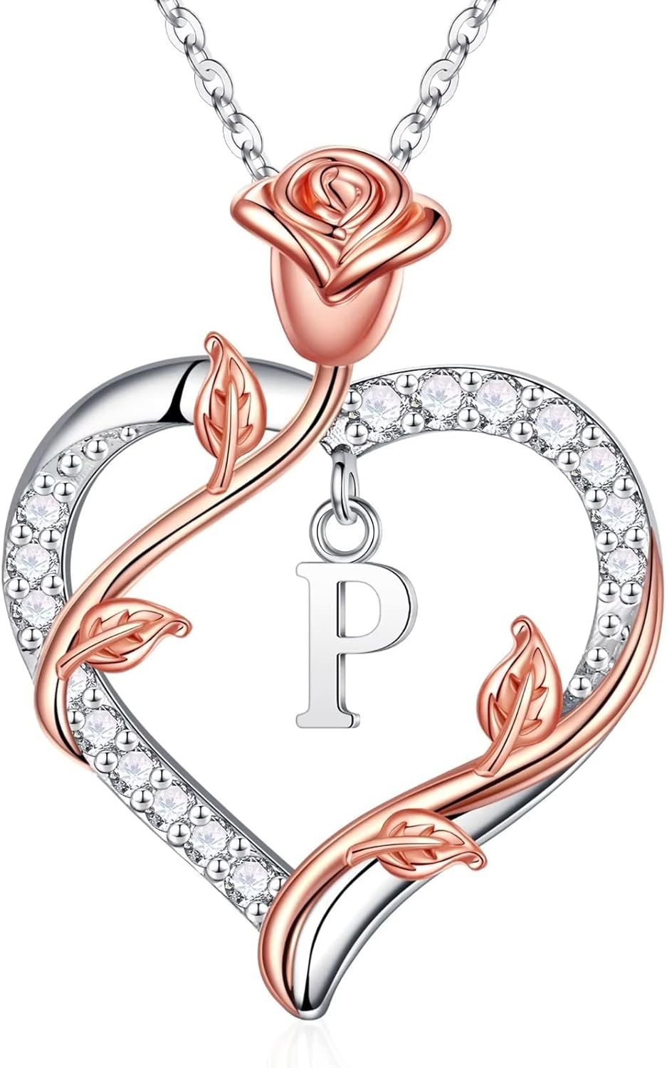 Iefil Rose Heart Necklace - Perfect Gifts for Women in Silver